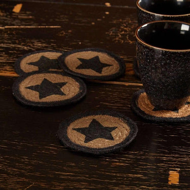 Farmhouse Jute Coaster Stencil Star Set of 6 VHC Brands - The Fox Decor